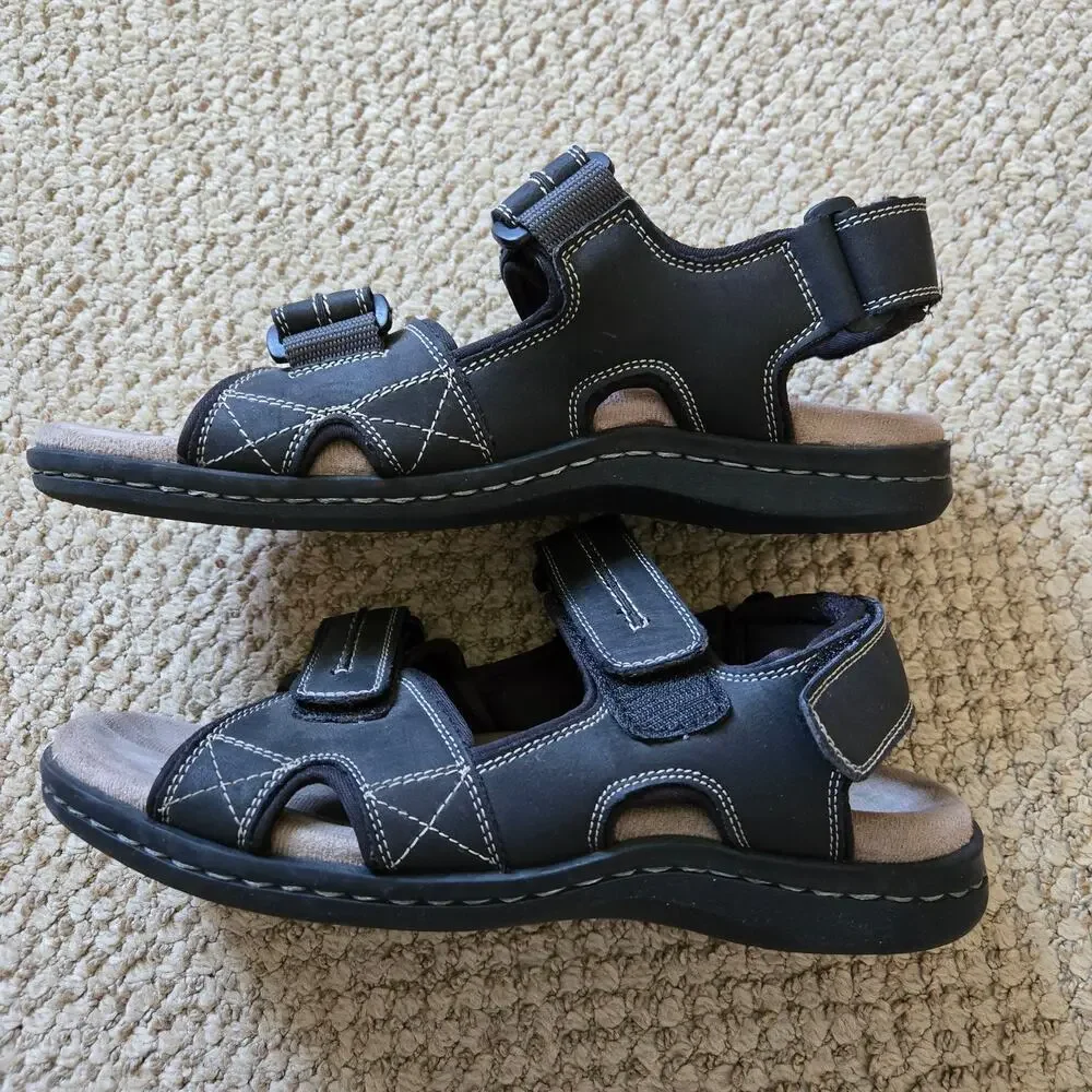 Mens Dockers Newpage Black Slingback Memory Foam Sport River Sandals Size US 8M